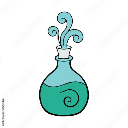 Magical Potion With Swirling Smoke Vector