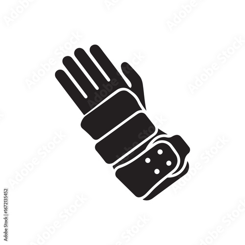 Wrist Brace or Carpal Tunnel Support Glove Silhouette Icon for Medical and Sports Injury