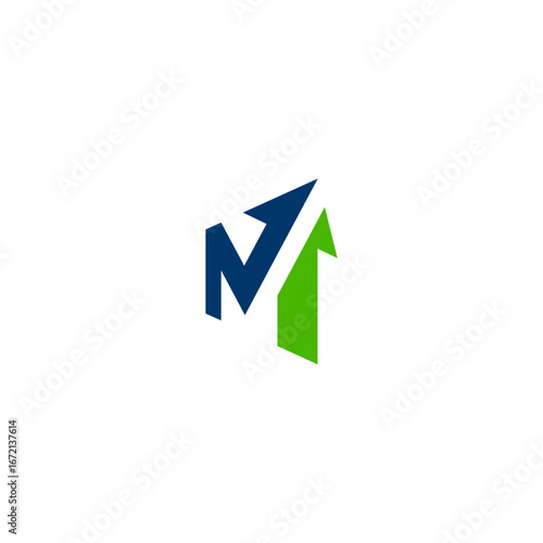 Free Download Letter M arrow logo, green blue branding business - GFXLoad