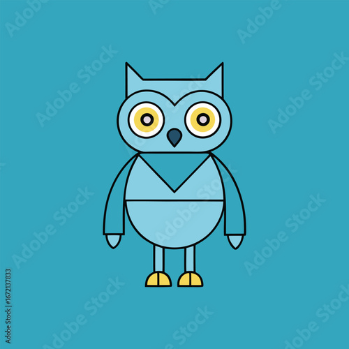 Robotic Owl With Glowing Eyes Vector
