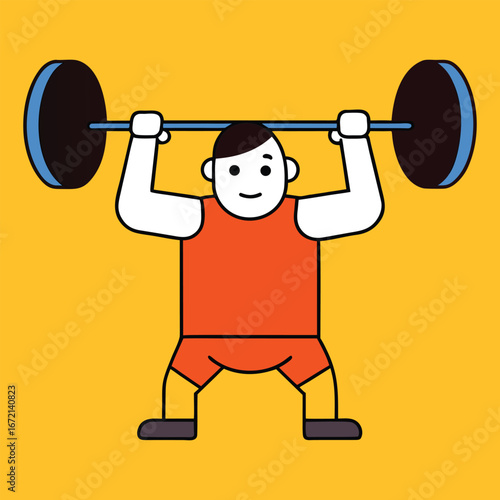 Weightlifter Lifting Barbell Vector