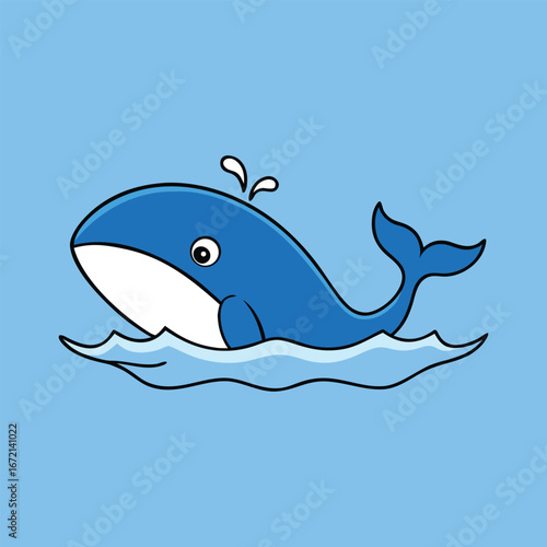 Whale Breaching Ocean Vector Illustration