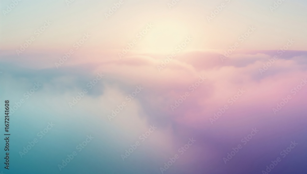 Fototapeta premium Dreamlike pastel fog blends soft hues into serene abstract fading horizon