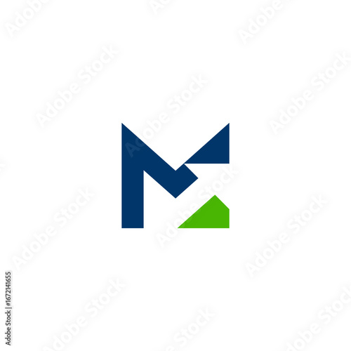 letter M logo, arrow growth minimalist icon, marketing investment
