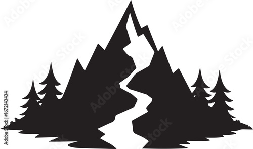 River Valley Mountain Silhouettes