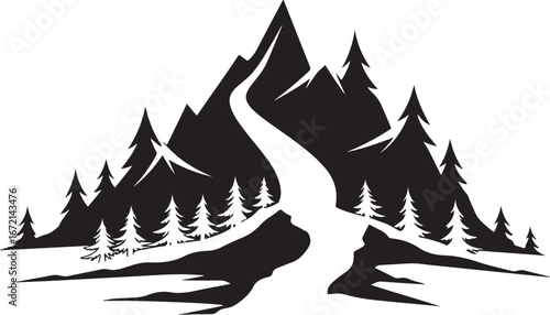 River Valley Mountain Silhouettes