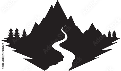 River Valley Mountain Silhouettes