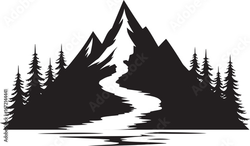 River Valley Mountain Silhouettes