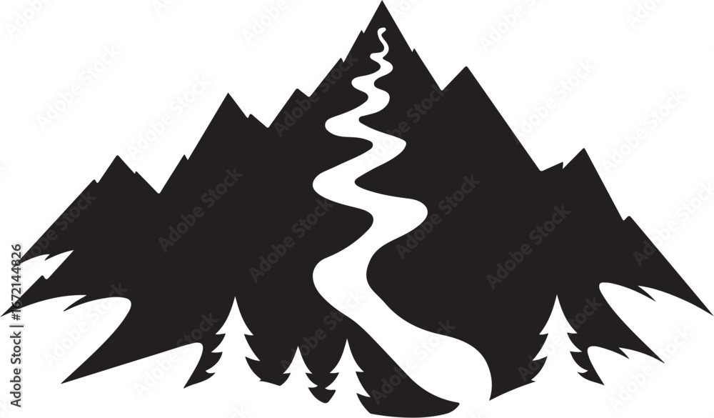 Fototapeta premium River Valley Mountain Silhouettes