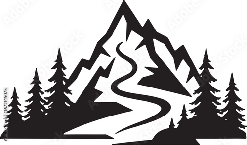 River Valley Mountain Silhouettes