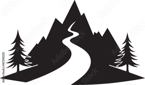 River Valley Mountain Silhouettes