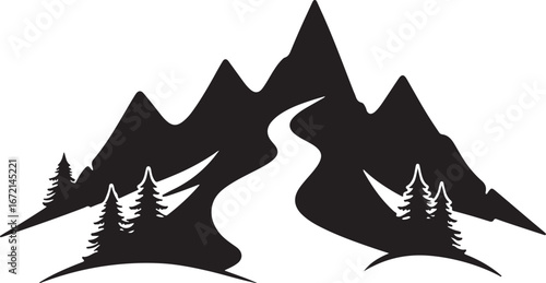 River Valley Mountain Silhouettes
