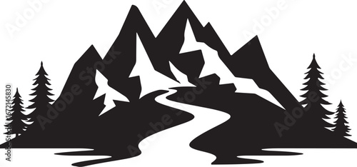 River Valley Mountain Silhouettes
