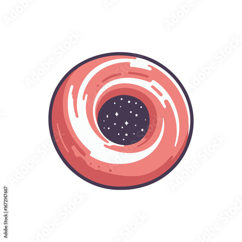 A colorful, artistic donut with a spiral design, set against a plain background, ideal for food-related content