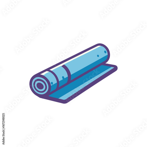 A rolled-up yoga mat resting on a flat surface, ideal for fitness activities and relaxation