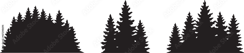 Obraz premium Tree and Forest Silhouette Vector Set