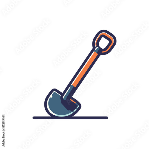 A vibrant illustration of a shovel digging into the ground, symbolizing construction and gardening