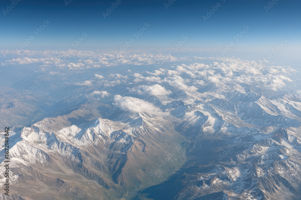 Obraz premium breathtaking aerial view captures pristine beauty of alpine landscapes devoid of human presence