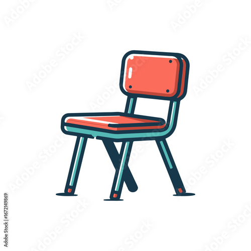 A vibrant red chair with a sleek design positioned on a white background, ideal for modern decor