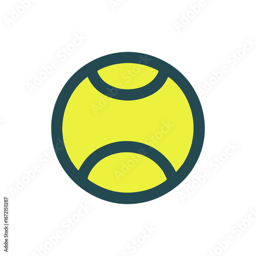 A vibrant yellow tennis ball with a simple design, set against a clean white background, ideal for sports-related content