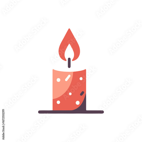 A vibrant candle flickering softly on a table, casting warm light in a cozy room