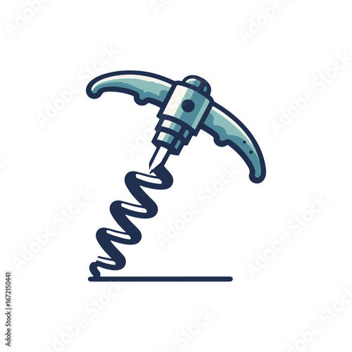 A whimsical illustration of a corkscrew tool twisting a spiral, symbolizing fun and creativity in kitchenware