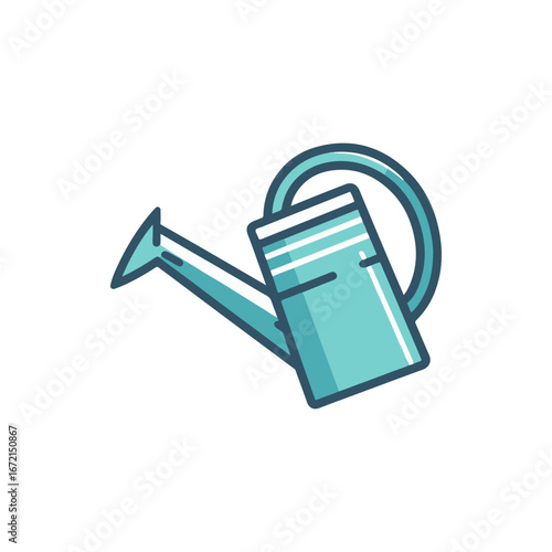 A vibrant turquoise watering can positioned at an angle, symbolizing gardening and care, with a clean white background