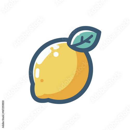 Bright and vibrant illustration of a lemon with a green leaf, ideal for culinary or health themes