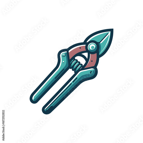 Colorful garden shears resting on a white background, ideal for gardening and landscaping projects