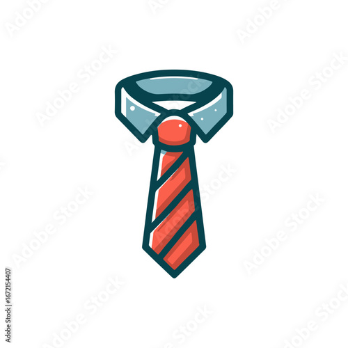 Colorful striped tie with a collared shirt, isolated on white background, ideal for fashion or business themes