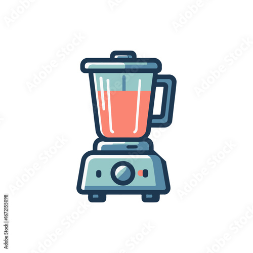 Colorful blender with a pink smoothie, set against a minimalistic white background, ideal for kitchen use