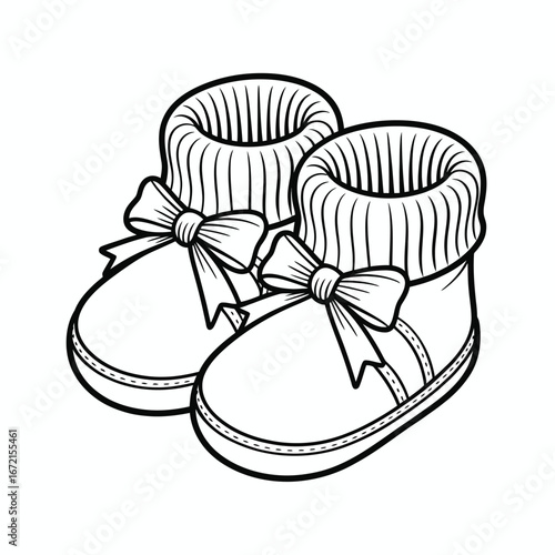 Adorable baby booties with ribbed cuffs and bows