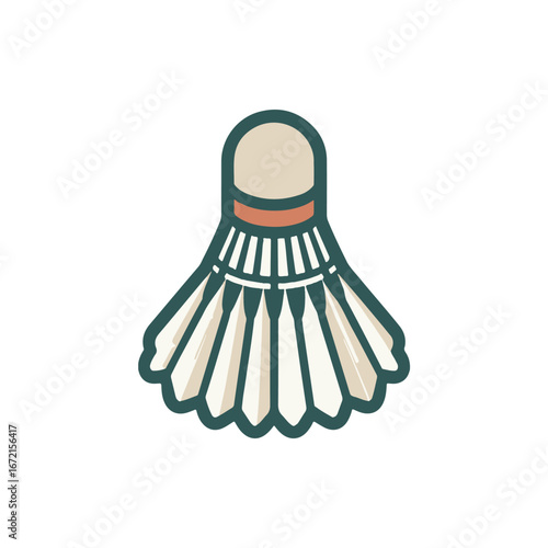 Illustration of a badminton shuttlecock with a clean design, suitable for sports-related content