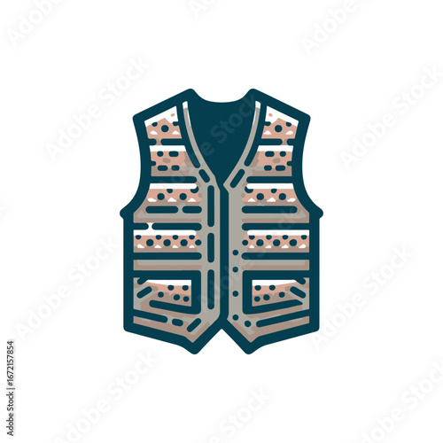 Stylishly designed vest with unique patterns, suitable for outdoor activities and fashion