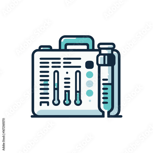 Laboratory kit with test tubes and measurement tools for scientific experiments