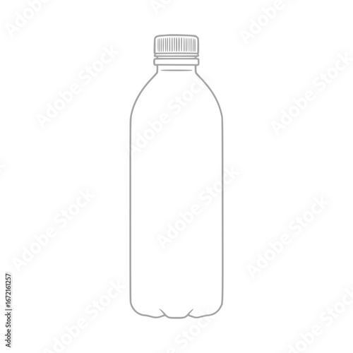 Scalable vector outline illustration of a clear plastic water bottle with cap