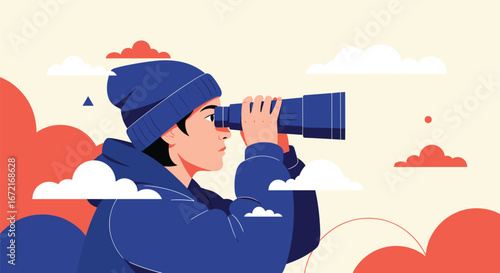 Exploring the horizon through binoculars discovering new opportunities and vast possibilities in the distance