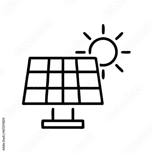 Solar panel with sun symbolizing renewable energy and sustainability  