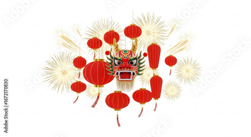 Chinese Dragon Dance with Lanterns