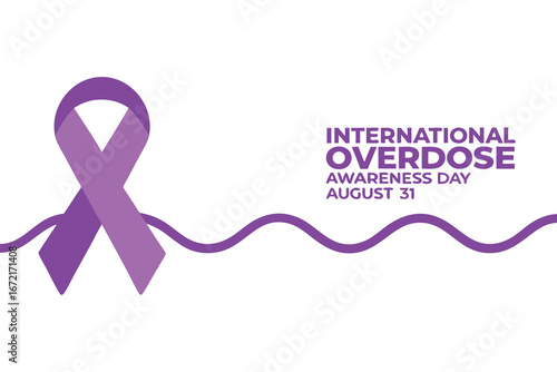 International Overdose Awareness Day graphic with purple ribbon prevention addiction
