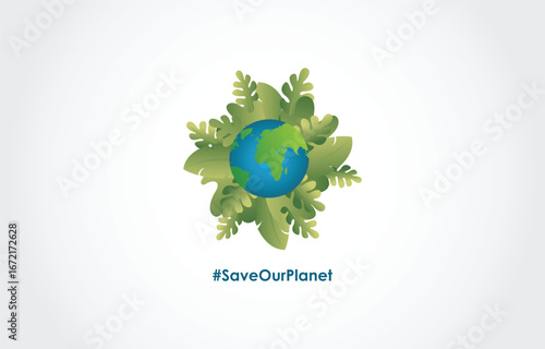 save our planet, earth day, go green, design icon logo concept