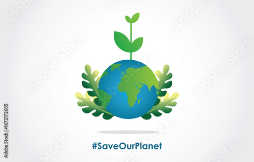 save our planet, earth day, go green, design icon logo concept