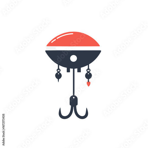 stylized fishing bobber with hook in a minimalistic design
