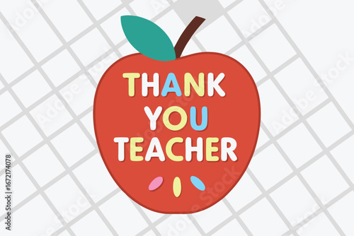 Red Apple With Thank You Teacher Text And Colorful Dots teacher appreciation education