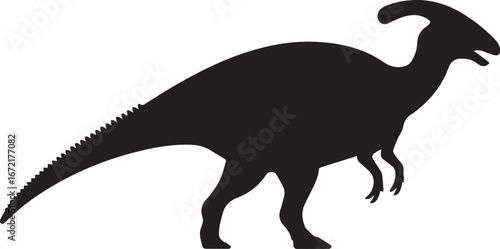 black parasaurolophus dinosaur silhouette vector ai eps jpeg png prehistoric profile illustration museum education
