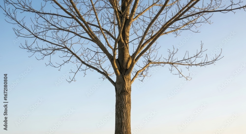 Fototapeta premium Leafless tree against blue sky in winter