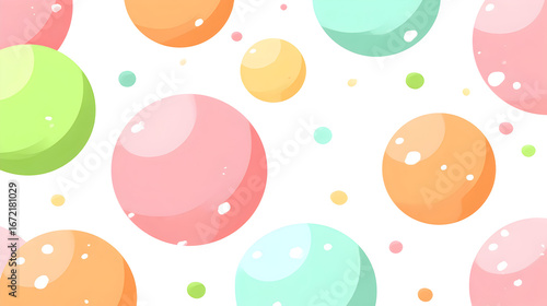 Pastel-colored spheres on white background