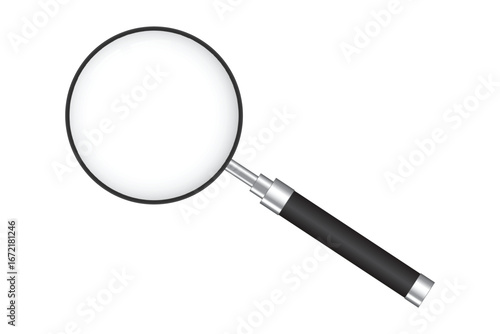 Realistic transparent magnifying glass isolated background lens search tool zoom magnify optical loupe clarity optical lens magnifier reflection inspection vector illustration design