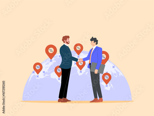Expanding markets or businesses to a global level for business growth, profit and wealth creation
