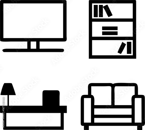 Minimalist living room furniture icons create a modern, stylish, and simple interior design look